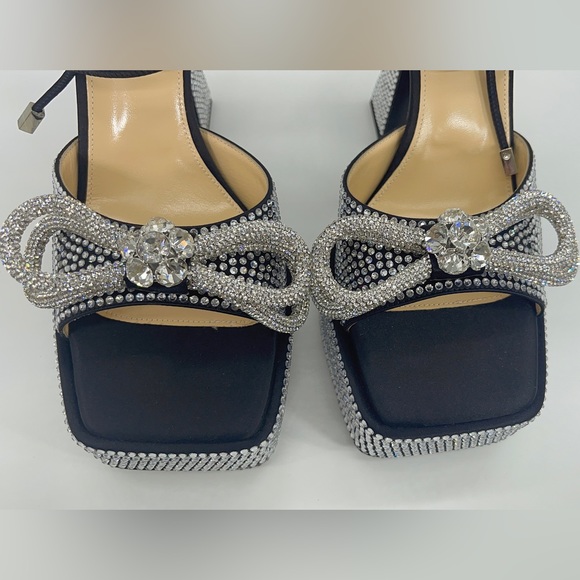 Mach&mach Double Bow Sparkly 140 Silk Ankle-Strap Sandals - Picture 8 of 12